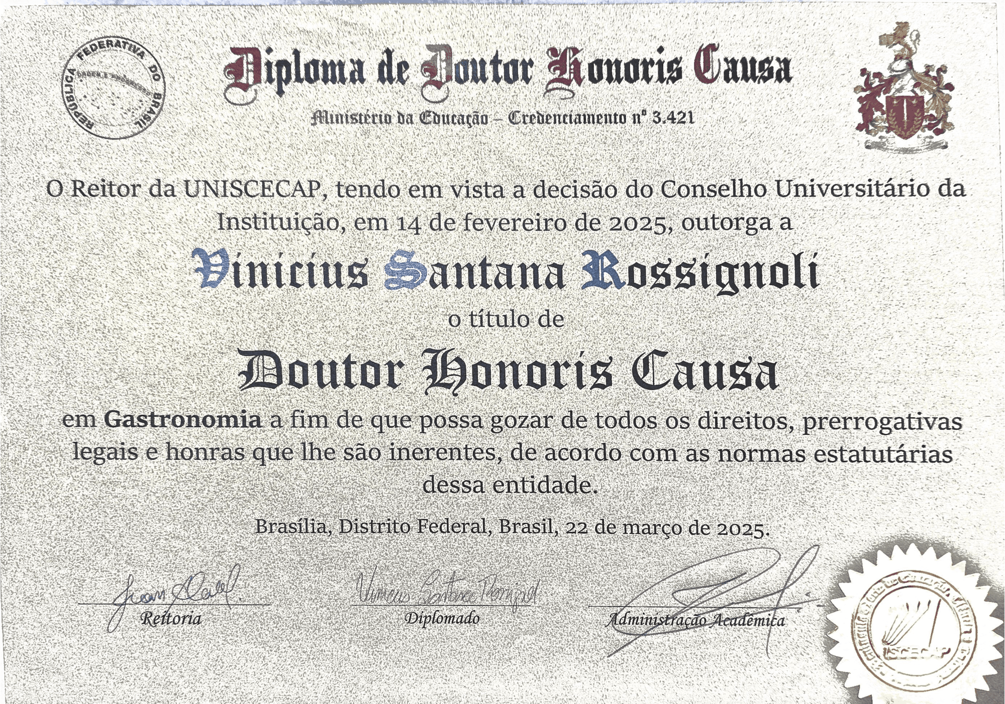 Diploma Doutor Honoris Causa